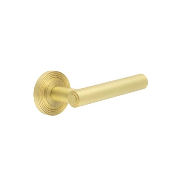 Richmond Door Handles Reeded Rose Satin Brass