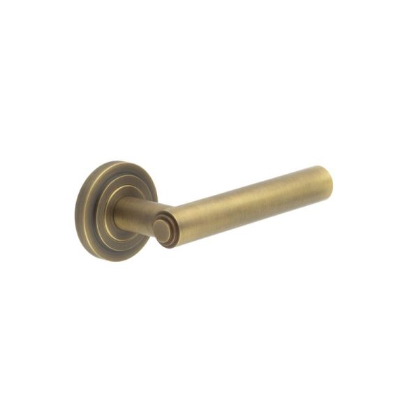 Richmond Door Handles Stepped Rose Antique Brass