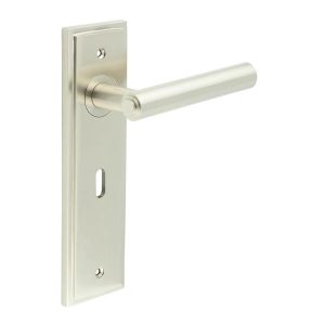 Richmond Door Handle Lock Backplate Satin Nickel