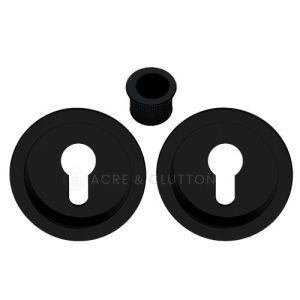 Acre & Clutton Sliding Door Flush Pull Handle Set Euro Lock Profile 57mm Matte Black