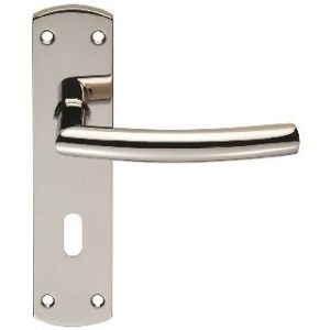 CARLISLE BRASS - CSLP1167P-BSS STEELWORX ARCHED CSL LEVER ON BACKPLATE - LOCK 57MM C/C (172 X 44MM) - POLISHED