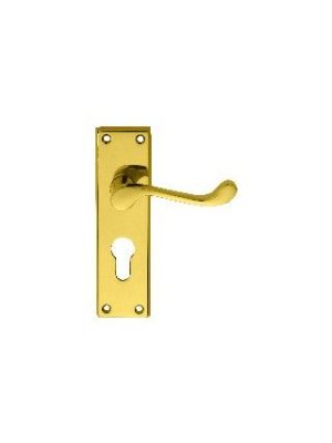 CARLISLE BRASS - DL54Y VICTORIAN SCROLL LEVER ON BACKPLATE - LOCK EURO PROFILE 47.5MM C/C