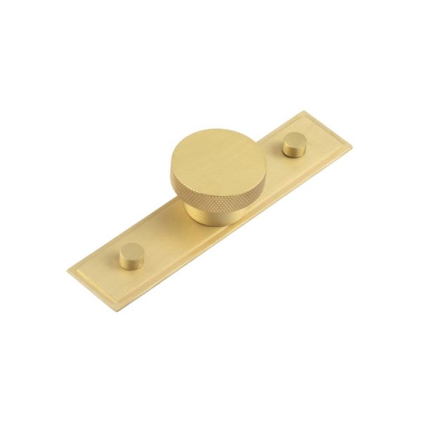 Wenlock Cupboard Knobs 40mm Stepped Backplate Satin Brass