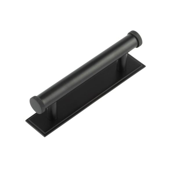 Hoxton Wenlock Cabinet Handles 96mm Ctrs Stepped Backplate Matt Black