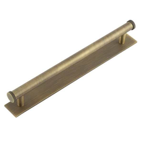 Hoxton Wenlock Cabinet Handles 224mm Ctrs Plain Backplate Antique Brass