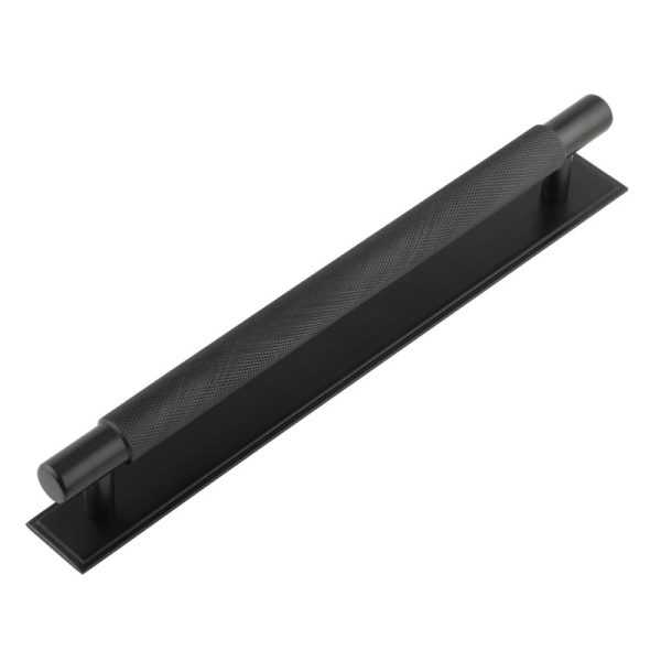 Hoxton Taplow Cabinet Handles 224mm Ctrs Stepped Backplate Matt Black