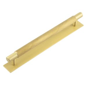 Hoxton Taplow Cabinet Handles 224mm Ctrs Plain Backplate Satin Brass