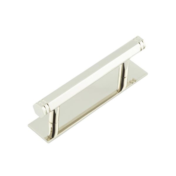 Hoxton Nile Cabinet Handles 96mm Ctrs Plain Backplate Polished Nickel