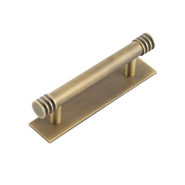 Hoxton Sturt Cabinet Handles 96mm Ctrs Plain Backplate Antique Brass