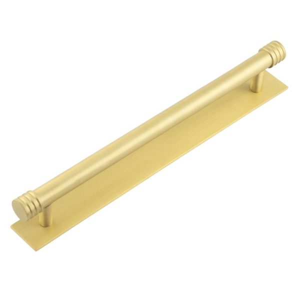 Hoxton Sturt Cabinet Handles 224mm Ctrs Plain Backplate Satin Brass