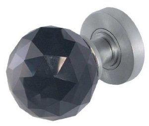 Frelan - JH5257SC Black Faceted Glass Mortice Knob