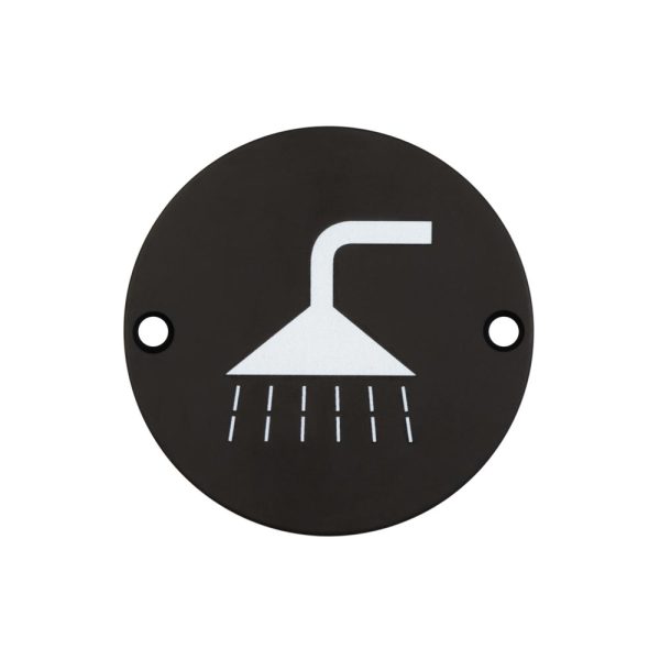 Stainless Steel Shower Symbol 75mm Black