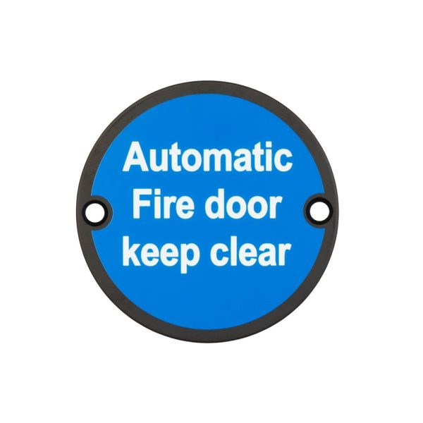 Stainless Steel Automatic Fire Door Keep Clear 75mm Black