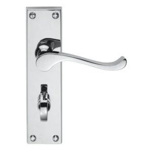 Victorian Scroll Lever on Backplate Bathroom - Polished Chrome