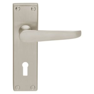 Victorian Straight Lever on Backplate Lock Profile - Satin Nickel