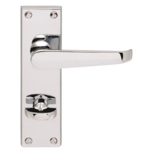 Victorian Straight Lever on Backplate Bathroom - Polished Chrome