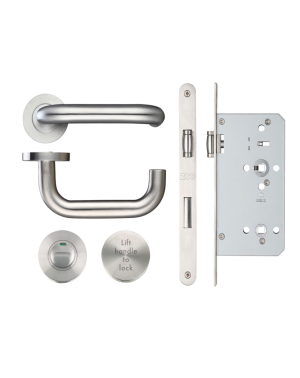 Zoo Hardware Lift To lock Kit Complete with Door Handle Set and Din Lock 60mm-Radius ZCS030LLSS-ZDL7260RLLSS
