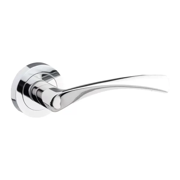 Lever on Rose Door Handle – 125mmx52mm – Satin Stainless Steel