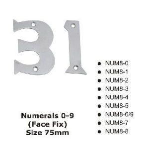 NUM3-5PSS Numerals 0-9 (Face Fix) Size 75mm