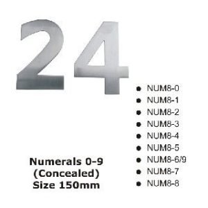 NUM6-7SSS Numerals 0-9 (Concealed) Size 150mm