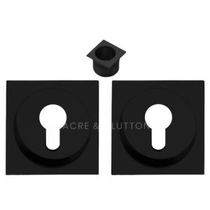 Acre & Clutton Sliding Door Flush Pull Handle Set Euro Lock Profile 53mm Matte Black