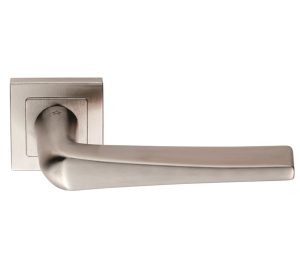 Eurospec Plaza Shaped Stainless Steel Door Handles - Satin Stainless Steel (Sold In Pairs)