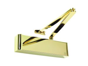 Rutland TS.9205 Door Closer c/w Semi-Radius Cover, Flatbar Armset PVD Brass