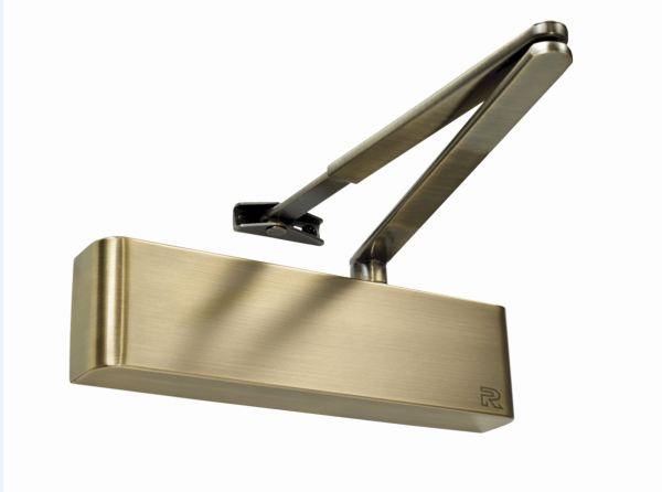 Rutland TS.9205 Door Closer c/w Semi-Radius Cover, Flatbar Armset Antique Brass