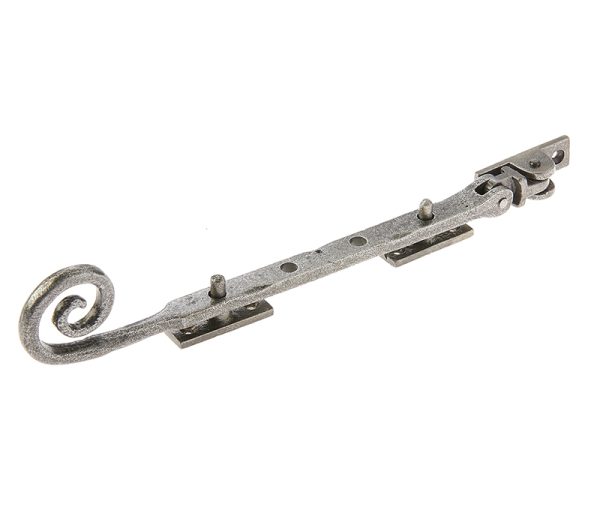 243x15x6mm Curly end casement stay Patina pewter finish