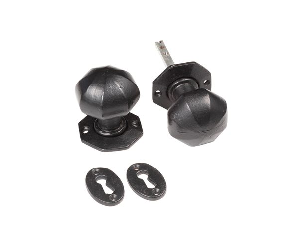 68x60mm Octagonal mortice knob Black finish