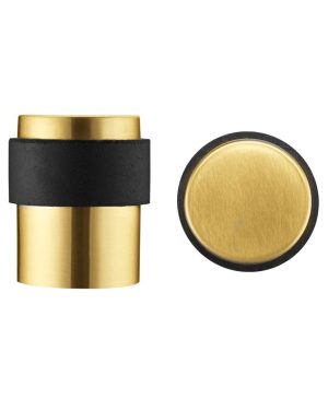 Zoo Hardware ZAS85-PVDSB Door Stop Floor Mounted - Round Collar - Flat Top - PVD Satin Brass
