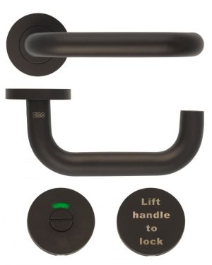 Zoo Hardware ZCS030LL-PCB 19mm Lift to Lock Tubular Return to Door Door Handle set -Push On Rose - Grade 304 - PCB Powder Coated Black
