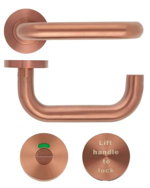 Zoo Hardware ZCS030LL-PVDBZ 19mm Lift to Lock Tubular Return to Door Door Handle set -Push On Rose - Grade 304 - PVDBZ Pvd Bronze
