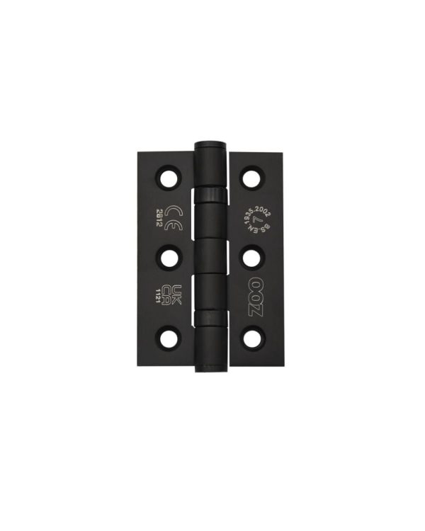 Zoo Hardware Door Hinges Stainless Steel Ball Bearing Grade 7 Certifire UKCA/CE 76mm Matt Black