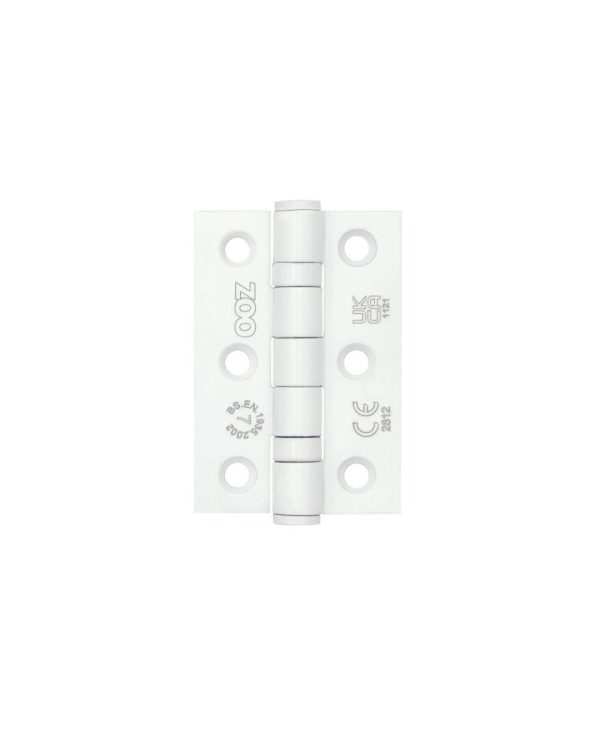 Zoo Hardware Door Hinges Stainless Steel Ball Bearing Grade 7 Certifire UKCA/CE 76mm Powder Coat White