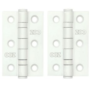 Zoo Hardware ZHSS232-PCW Hinges - Ball Bearing 76mm x 50mm x 2mm Square Corner - Powder Coated White
