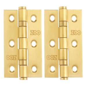 Zoo Hardware ZHSS232-PVDSB Hinges - Ball Bearing 76mm x 50mm x 2mm Square Corner -PVD Satin Brass
