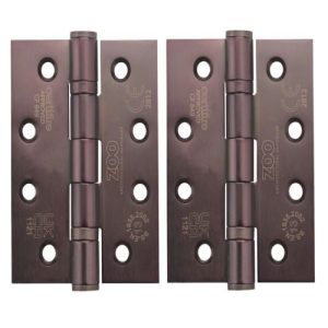 Zoo Hardware ZHSS243-ETB Grade 13 Hinges - Ball Bearing 102mm x 76mm x 3mm Square Corner - PVD Etna Bronze-E Coated Coffee
