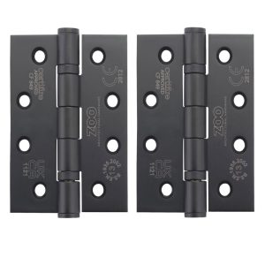 Zoo Hardware ZHSS243-MB Grade 13 Hinges - Ball Bearing 102mm x 76mm x 3mm Square Corner - Matt Black
