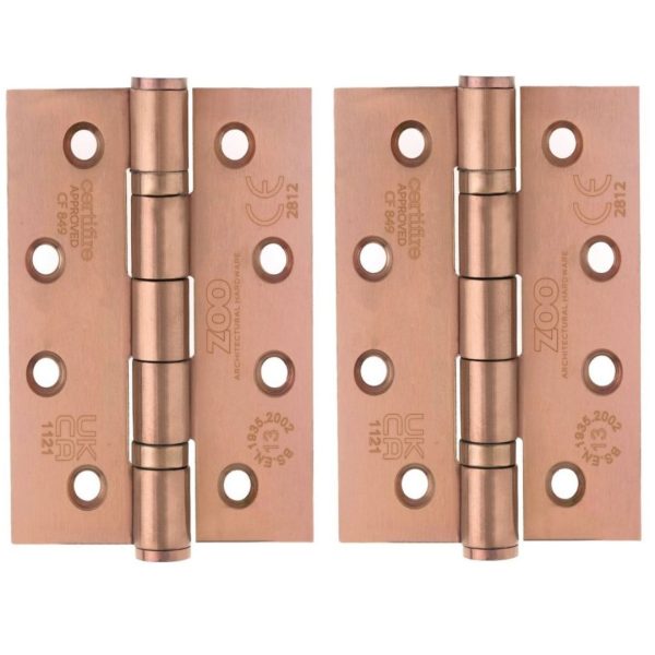 Zoo Hardware ZHSS243-PVDBZ Grade 13 Hinges - Ball Bearing 102mm x 76mm x 3mm Square Corner - PVD Bronze