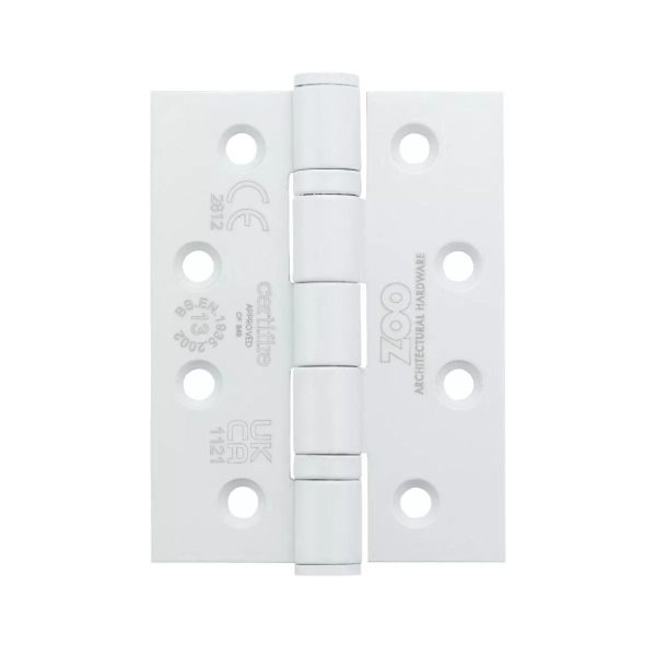 Zoo Hardware ZHSS243 Grade 13 Ball Bearing Hinge Stainless Steel - Grade 201 - 102 x 76 x 3mm Powder coat White