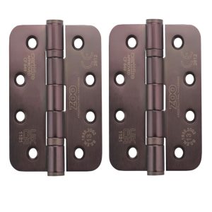 Zoo Hardware ZHSS243R-ETB Grade 13 Hinges - Ball Bearing 102mm x 76mm x 3mm Radius Corner - PVD Etna Bronze - E Coated Coffee
