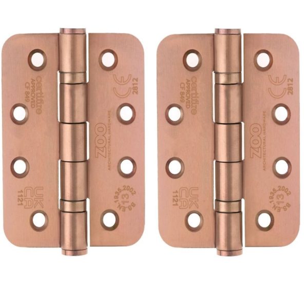 Zoo Hardware ZHSS243R-PVDBZ Grade 13 Hinges - Ball Bearing 102mm x 76mm x 3mm Radius Corner - PVD Bronze