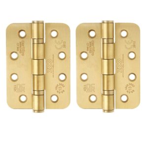 Zoo Hardware ZHSS243R-PVDSB Grade 13 Hinges - Ball Bearing 102mm x 76mm x 3mm Radius Corner - PVD Satin Brass
