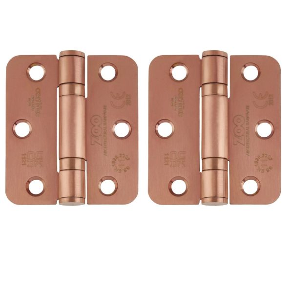 Zoo Hardware ZHSS7667R-TRG Grade 11 Hinges - Ball Bearing 76mm x 67mm x 2.5mm Radius Corner - Tuscan Rose Gold