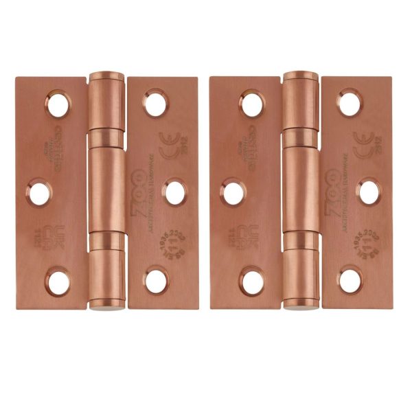 Zoo Hardware ZHSS7667S-PVDBZ Grade 11 Hinges - Ball Bearing 76mm x 67mm x 2.5mm Square Corner - PVD Bronze