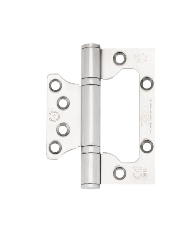 Zoo Hardware Flush / Interleaf Hinge Pair - CE/UKCA - Grade 11- Polished Stainless Steel ZHSSFH-243S-P