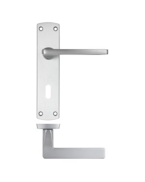 Zoo Hardware ZPA011-SC Leon Door Handle on Lock Backplate Satin Chrome
