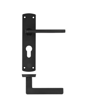 Zoo Hardware ZPA011EP-MB Leon Door Handle on Euro Backplate Black
