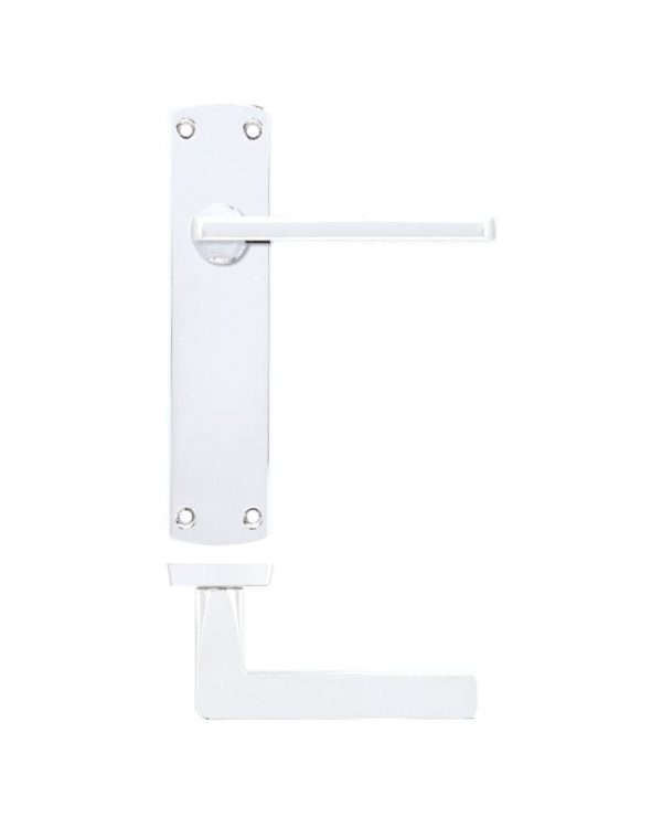 Zoo Hardware ZPA012-CP Leon Door Handle on Latch Backplate Polished Chrome